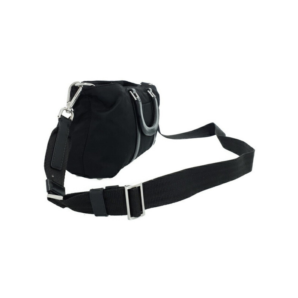 Prada Satchel handbag 2way Tessuto handles black top leather